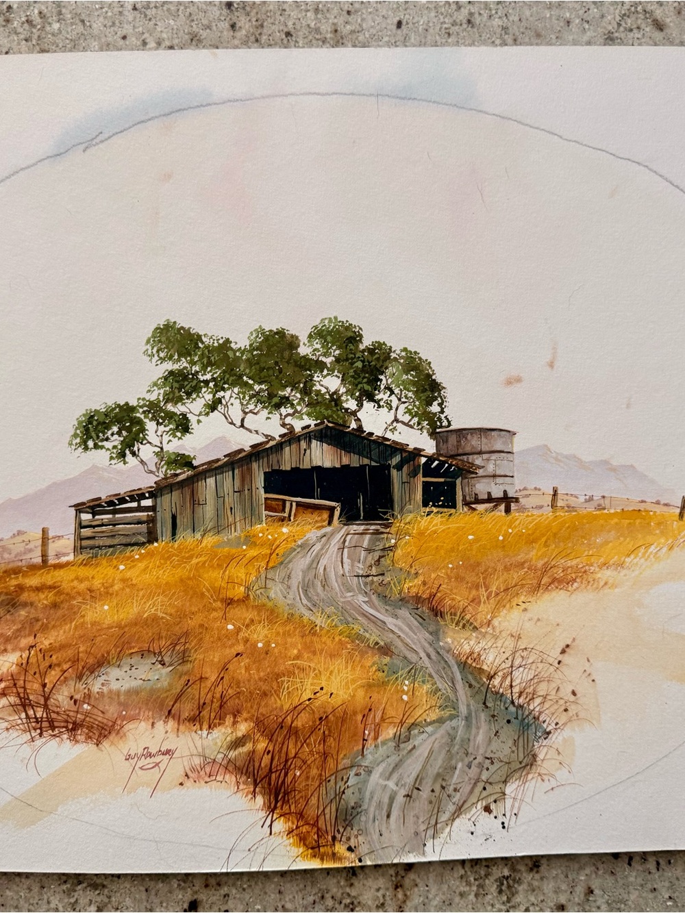 Guy Rowbury Original Western Watercolor Gouache Signed 12x16 Montana Art